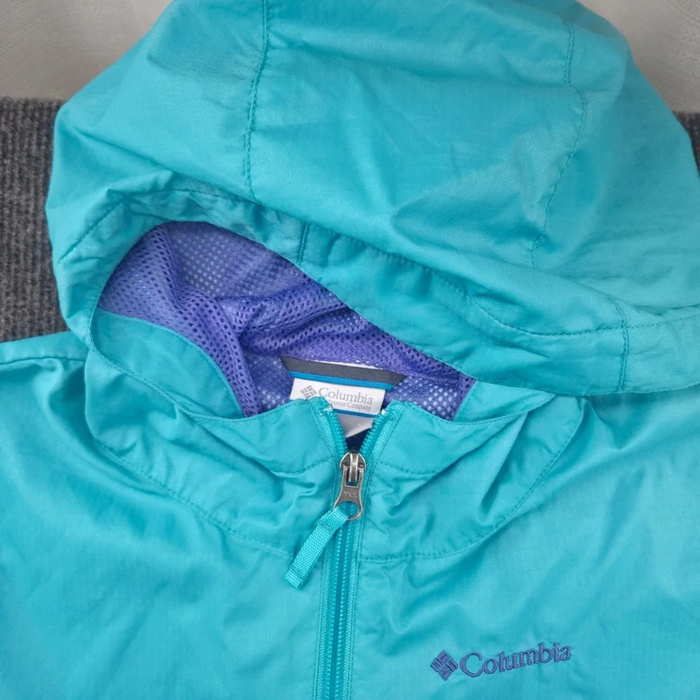 Columbia Kids Omni-Shield Windbreaker Jacket Teal Blue Purple Mesh L Large 14/16